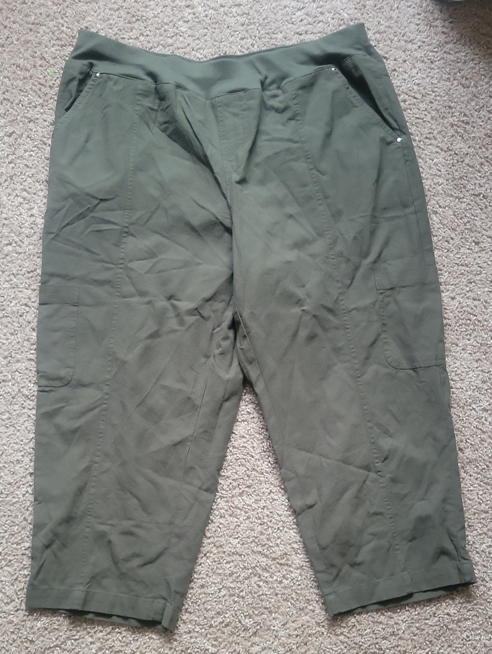 Men's Olive Green Cargo Pants with Elastic Waist
